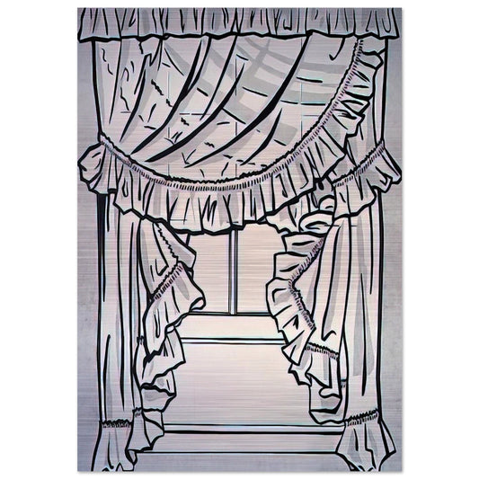 CURTAINS 1962 - Roy Lichtenstein Brushed Aluminum Print - 70x100 cm / 28x40 inches | Roy Lichtenstein Aluminum Print | Roy Lichtenstein Prints