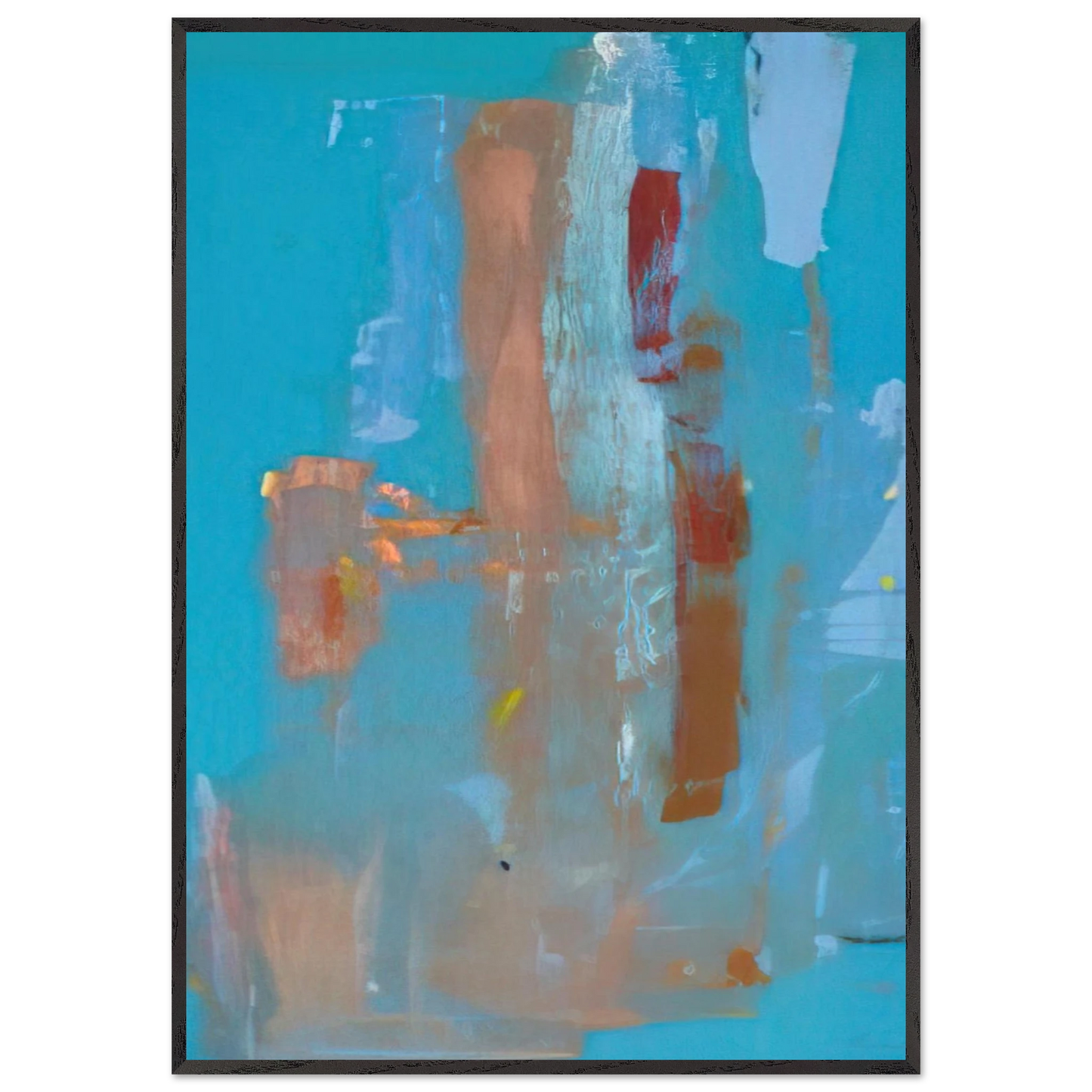 Helen Frankenthaler - In on Blue - 1976 Wall art - 50x50 cm / 20x20 inches - Premium Wooden Framed Poster With Fine Art Paper - Black frame