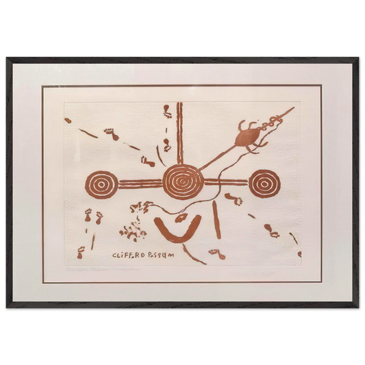 Ngarlu Love Story - 1994 - Clifford Possum Tjapaltjarri Framed Art Print – Black Wooden Frame - Default Title - -Framed Art Print