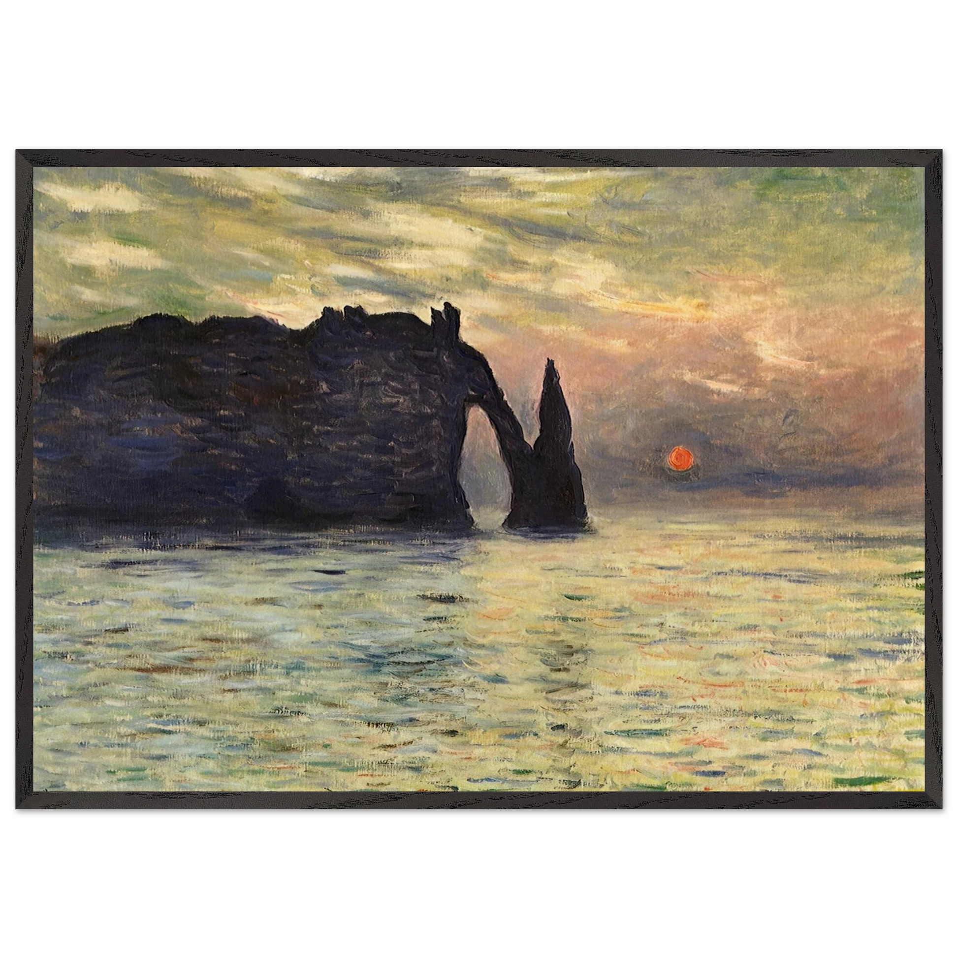 The Manneport Cliff at Etretat Sunset - claude monet Framed Art Print – Black Wooden Frame - Default Title - -Framed Art Print