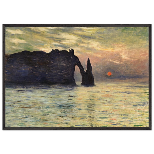 The Manneport Cliff at Etretat Sunset - claude monet Framed Art Print – Black Wooden Frame - Default Title - -Framed Art Print