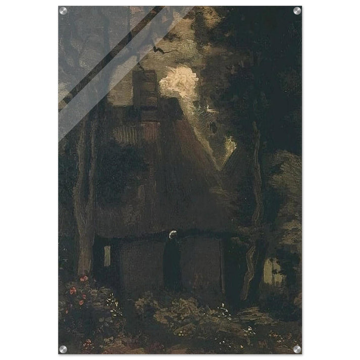 Cottage with Trees and Peasant Woman - Vincent van Gogh Acrylic Print - 70x100 cm / 28x40″ inches