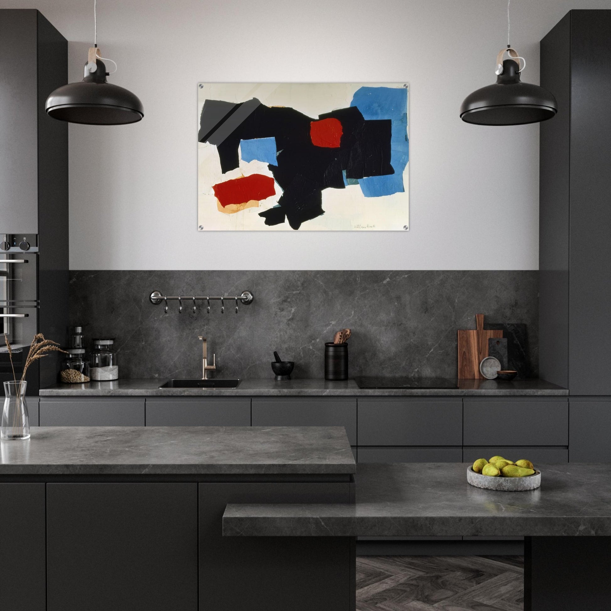 BLUE RED BLACK AND WHITE 1961 - Esteban Vicente Acrylic Print - 70x100 cm / 28x40″ inches | Esteban Vicente Wall Art | Esteban Vicente Prints