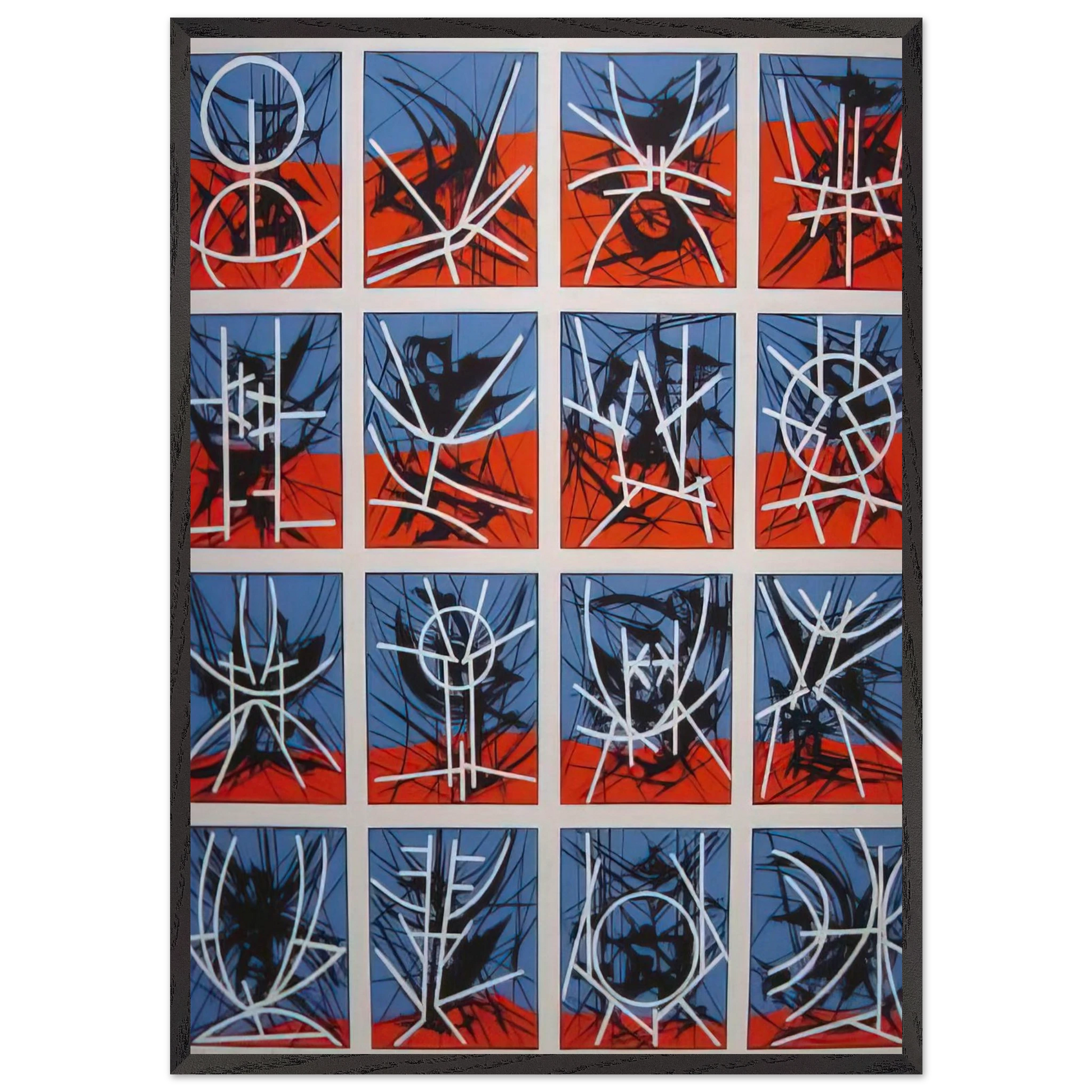 Hieroglyphics - 1969 - Jimmy Ernst 70x100 cm / 28x40 inches Framed Art Print – Black Wooden Frame