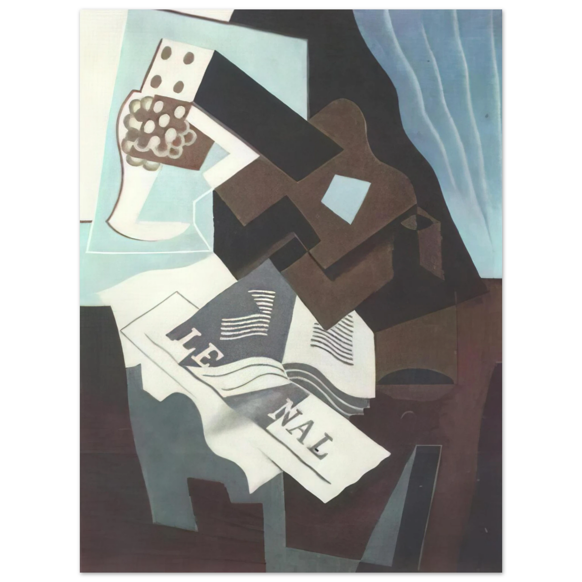 Juan Gris - STILL LIFE WITH GUITAR BOOK AND NEWSPAPER Fine Art Poster - Default Title