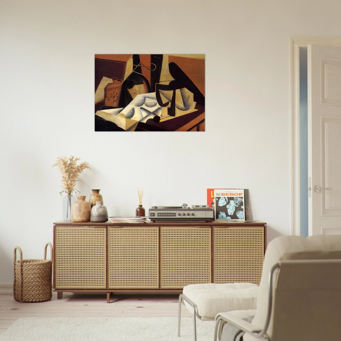 STILL LIFE WITH WHITE TABLECLOTH 1916 - Juan Gris Brushed Aluminum Print - 70x100 cm / 28x40 inches | Juan Gris Aluminum Print | Juan Gris Prints