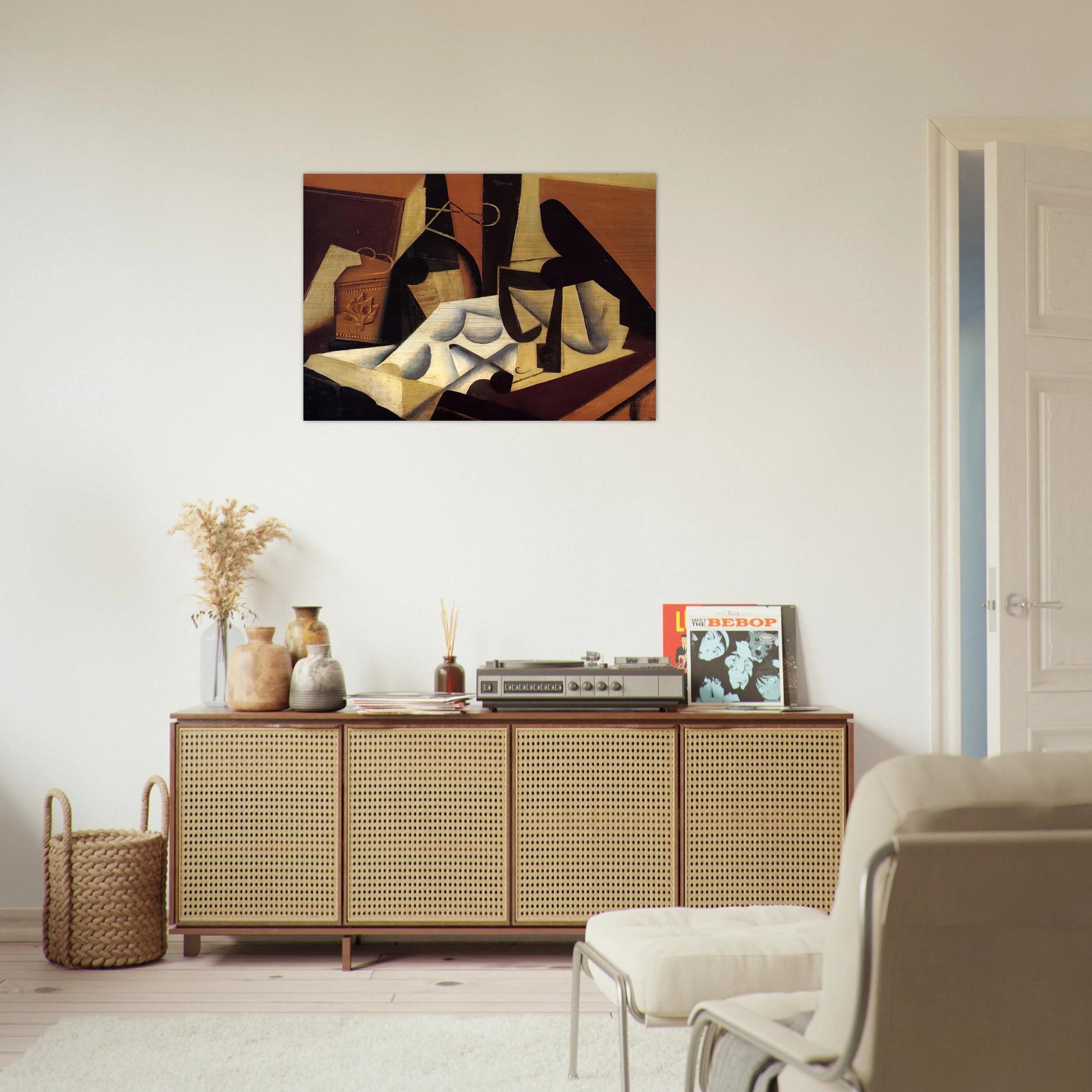 STILL LIFE WITH WHITE TABLECLOTH 1916 - Juan Gris Brushed Aluminum Print - 70x100 cm / 28x40 inches | Juan Gris Aluminum Print | Juan Gris Prints