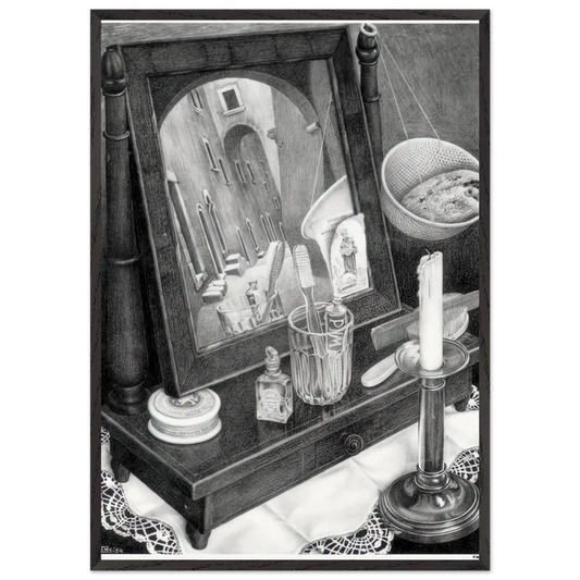 CANDLE MIRROR - MC Escher Framed Art Print – Black Wooden Frame - Default Title - -Framed Art Print
