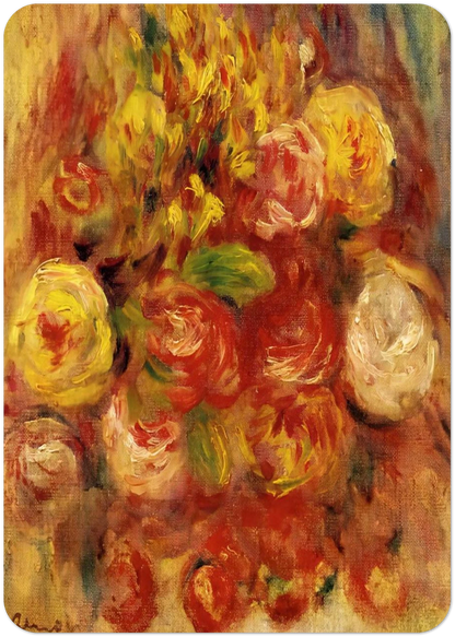 Flowers in a Vase with Blue Decoration By Pierre-Auguste Renoir Pack of 10 Post Cards | Pierre-Auguste Renoir Post Cards | A6 (10.5 x 14.8 cm) - 4.1 x 5.8 inches