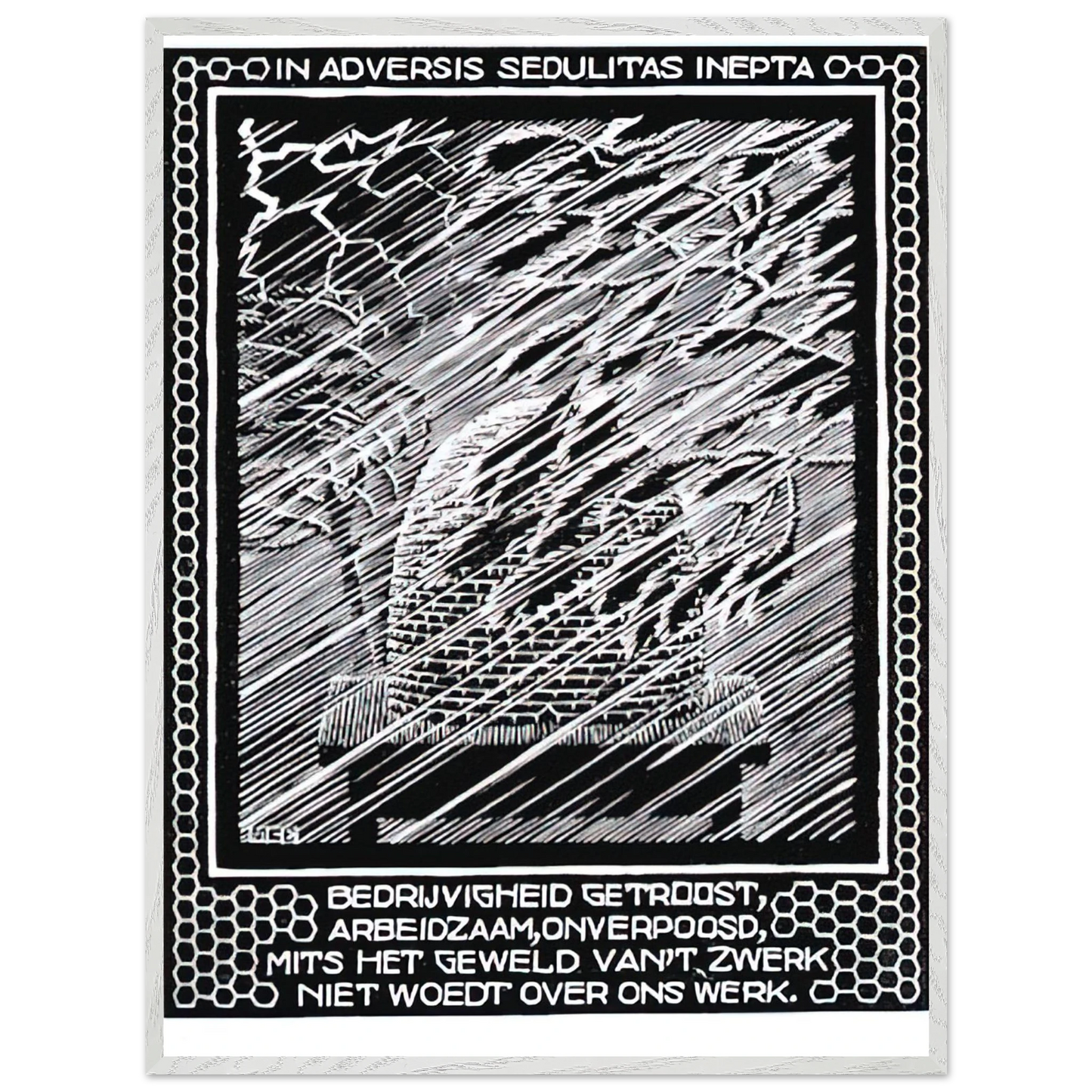 MC Escher - EMBLEMATA BEEHIVE Wall Art - 30x40 cm / 12x16 inches - Fine Art Poster - -