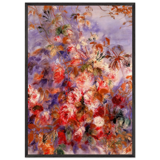 Roses By The Window - Pierre-Auguste Renoir 70x100 cm / 28x40 inches Framed Art Print – Black Wooden Frame