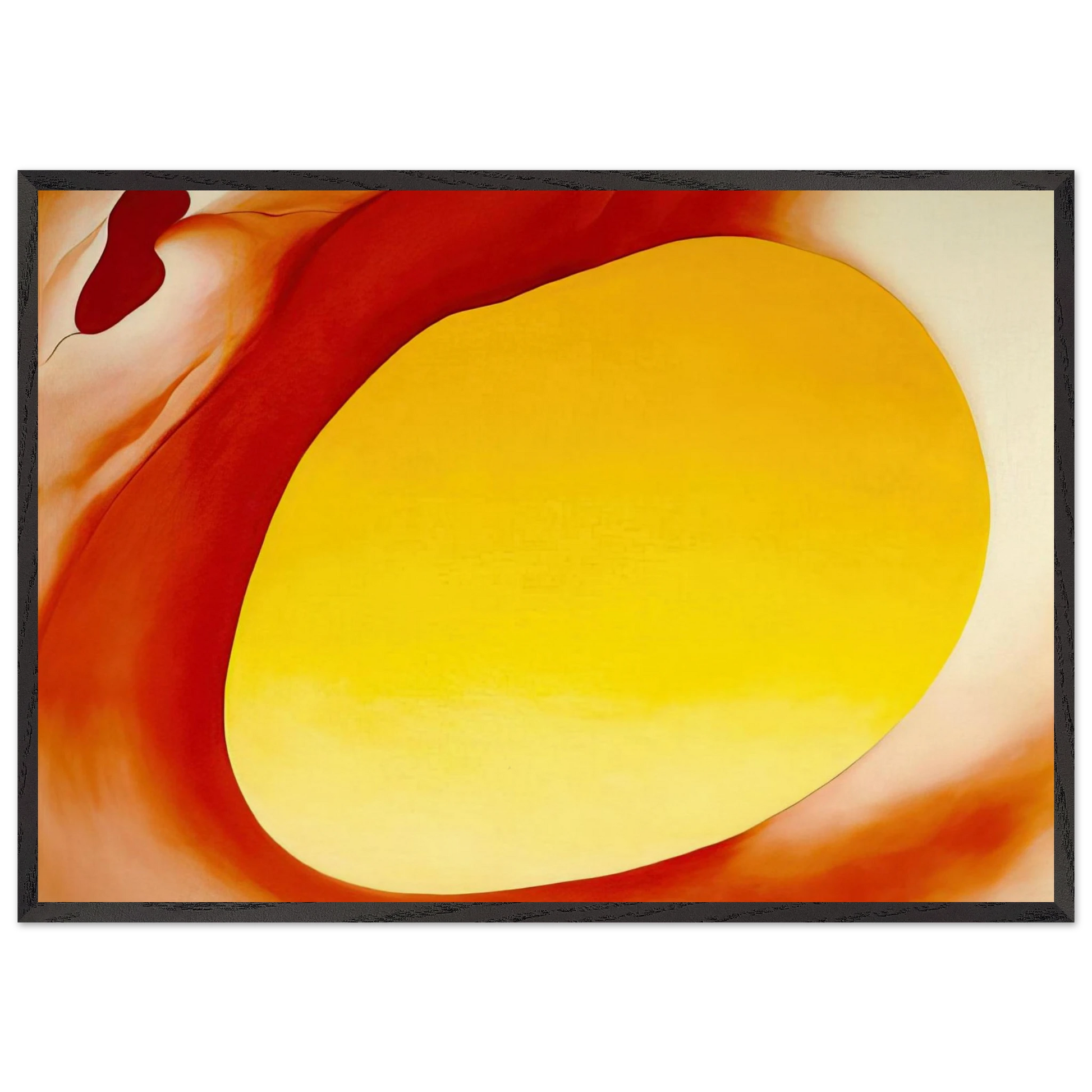 Pelvis Series - Red with Yellow - Georgia OKeeffe 70x100 cm / 28x40 inches Framed Art Print – Black Wooden Frame