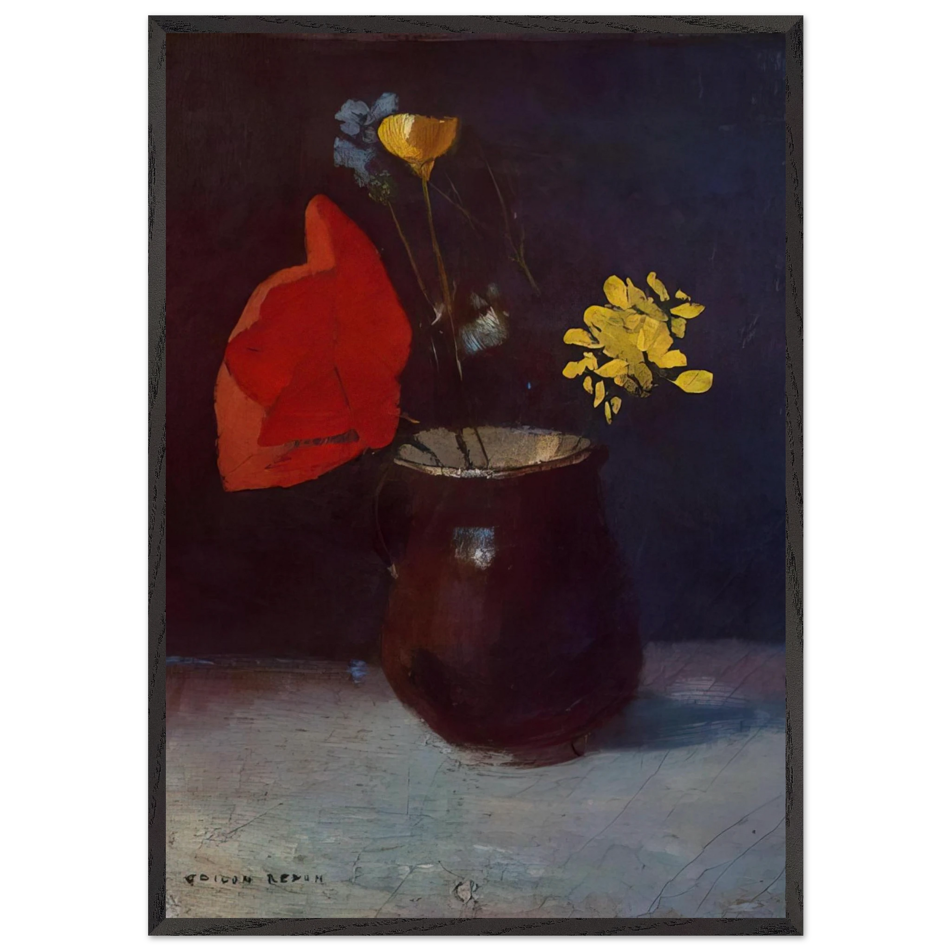 PITCHER OF FLOWERS - Odilon Redon Framed Art Print – Black Wooden Frame - Default Title - -Framed Art Print