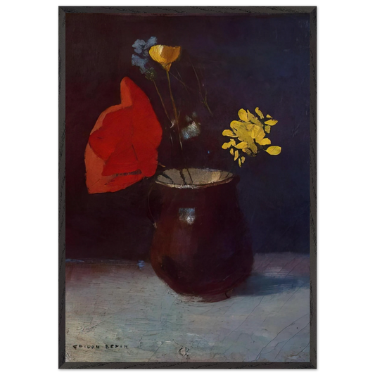 PITCHER OF FLOWERS - Odilon Redon Framed Art Print – Black Wooden Frame - Default Title - -Framed Art Print