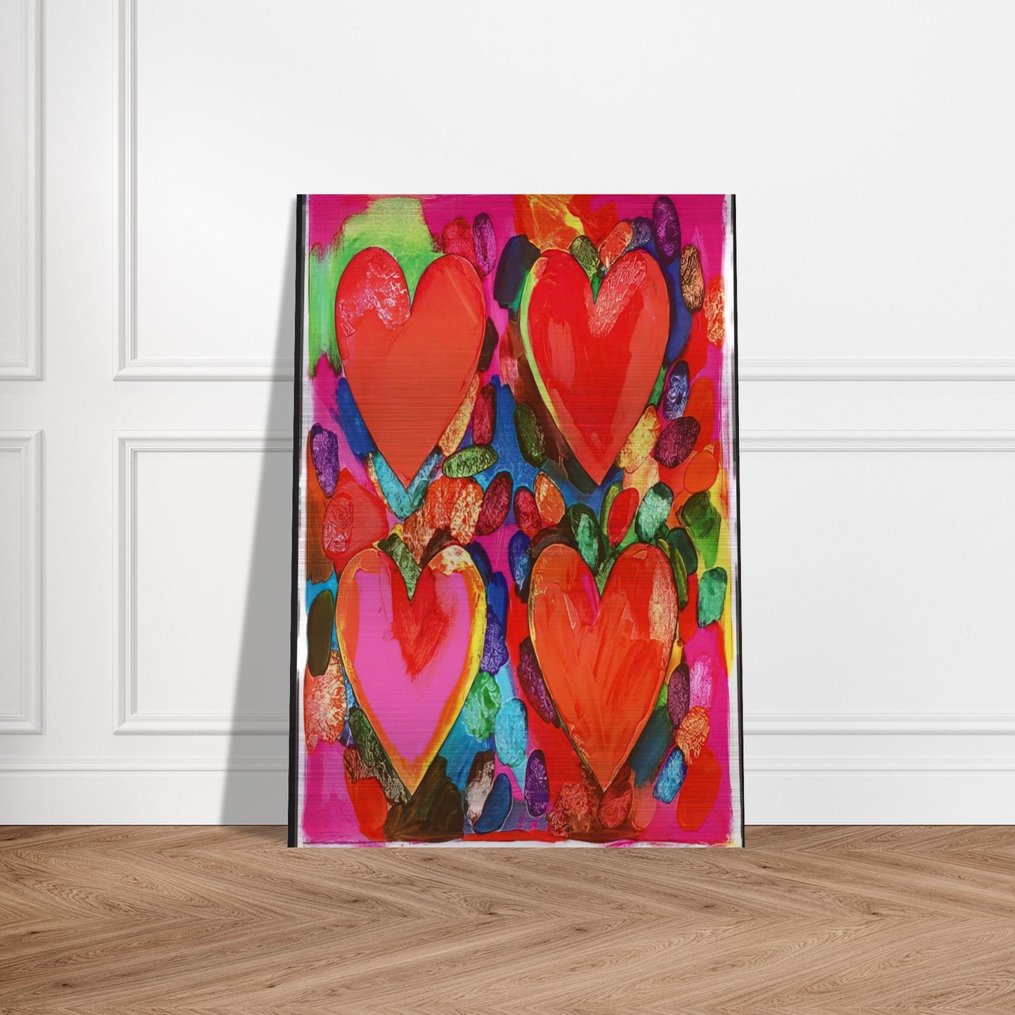 FOUR HEARTS 1969 - Jim Dine Brushed Aluminum Print - 70x100 cm / 28x40 inches | Jim Dine Aluminum Print | Jim Dine Prints