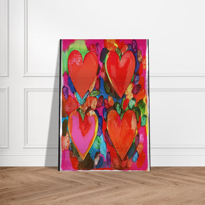 FOUR HEARTS 1969 - Jim Dine Brushed Aluminum Print - 70x100 cm / 28x40 inches | Jim Dine Aluminum Print | Jim Dine Prints