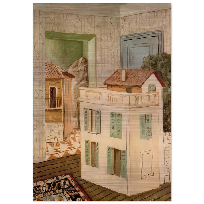 THE HOUSE IN THE HOUSE - Giorgio de Chirico Brushed Aluminum Print - 70x100 cm / 28x40 inches | Giorgio de Chirico Aluminum Print | Giorgio de Chirico Prints