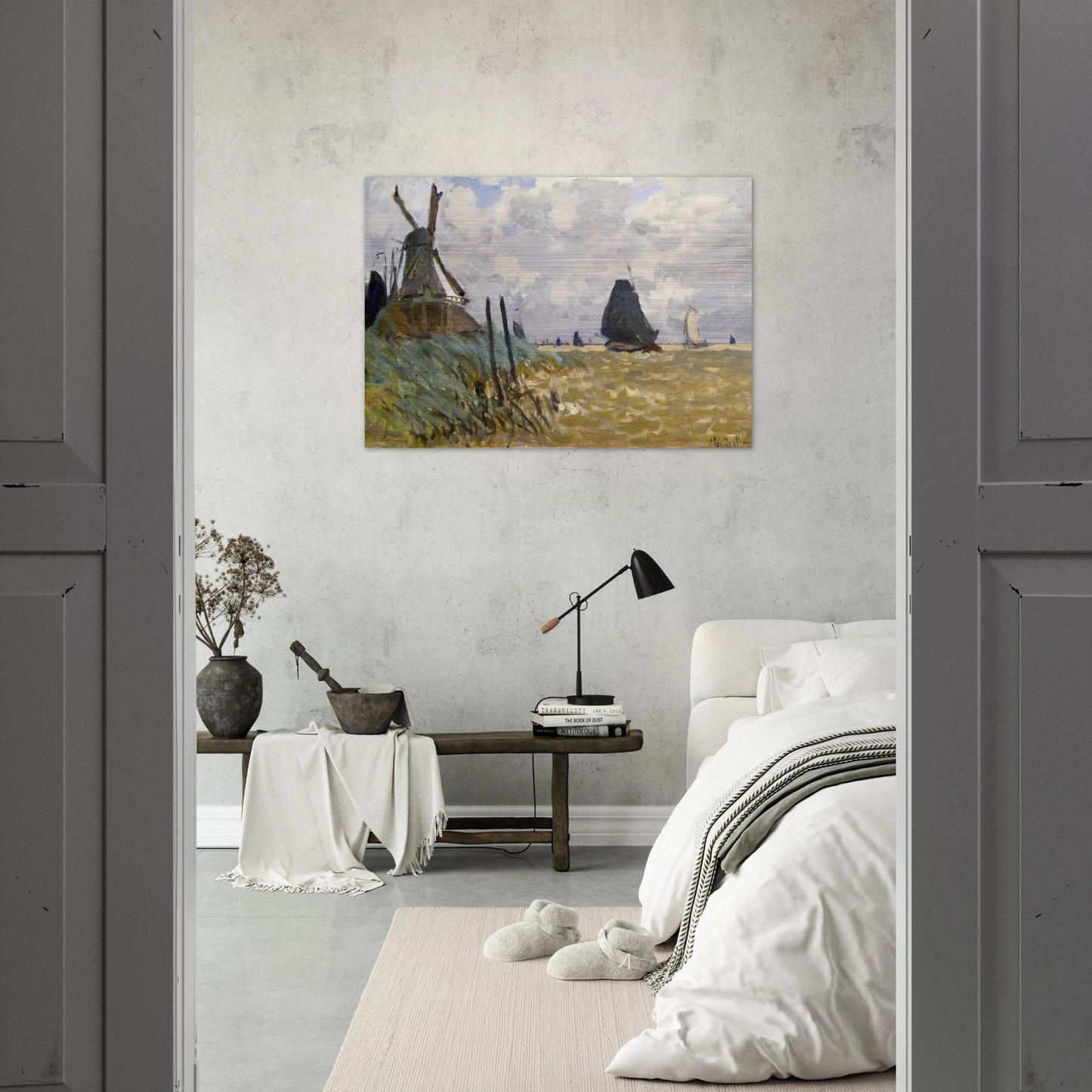 Windmill near Zaandam - claude monet Brushed Aluminum Print - 70x100 cm / 28x40 inches | claude monet Aluminum Print | claude monet Prints