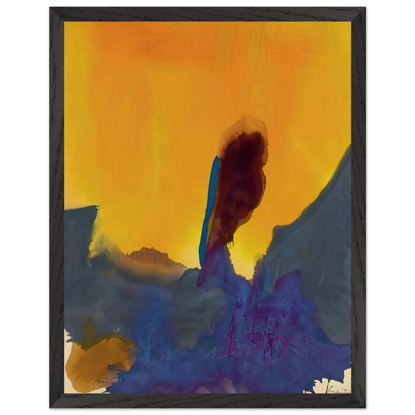 Helen Frankenthaler - Glow II - 1968 Wall art - 28x43  cm / XL (11x17 inches) - Premium Wooden Framed Poster With Fine Art Paper - White frame