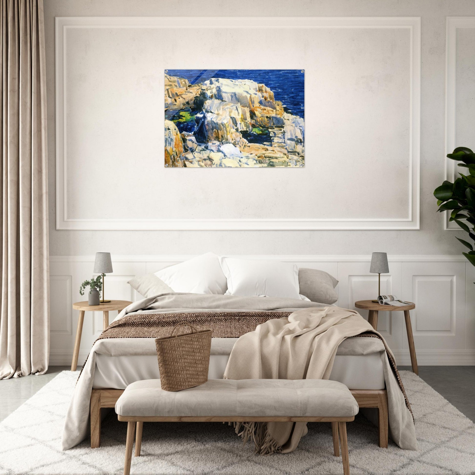 Rocks at Appledore - Childe Hassam Acrylic Print - 70x100 cm / 28x40″ inches | Childe Hassam Wall Art | Childe Hassam Prints