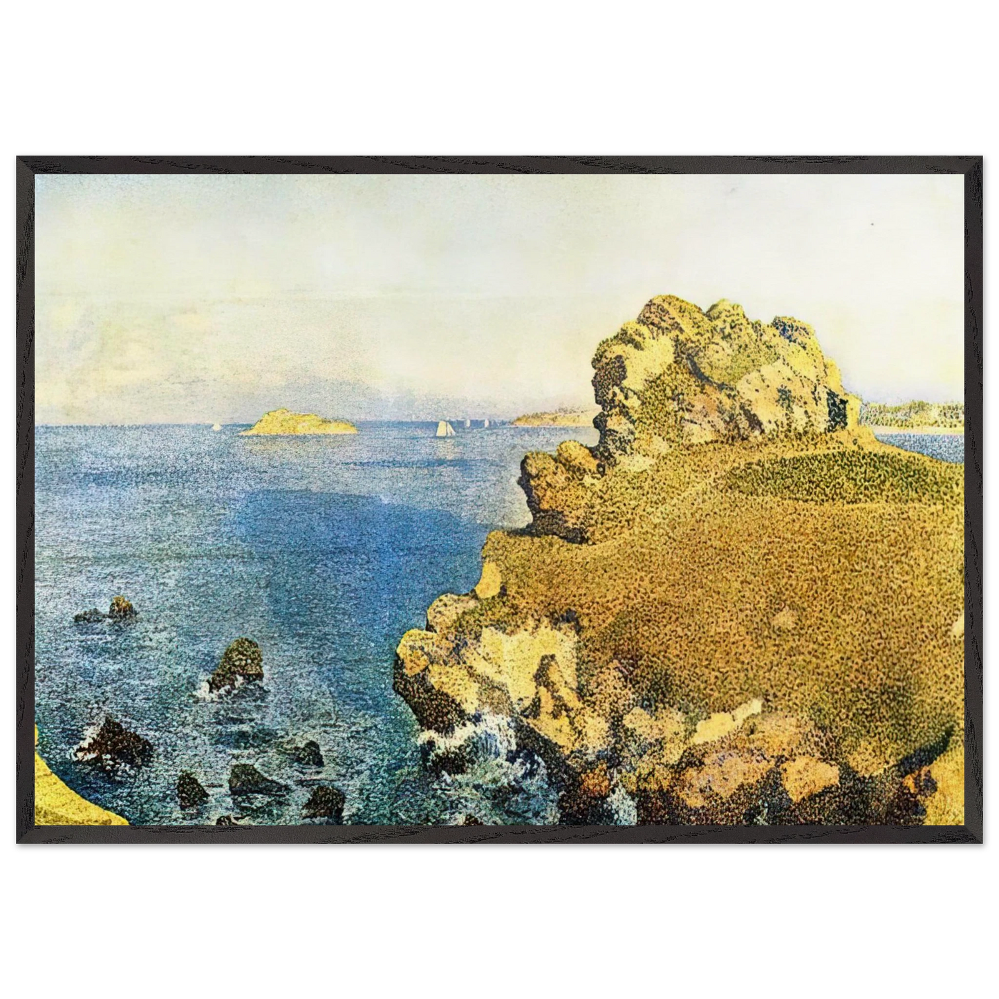 THE POINTE DE PER KIRIDEC AT ROSCOFF - Theo van Rysselberghe Framed Art Print – Black Wooden Frame - Default Title - -Framed Art Print