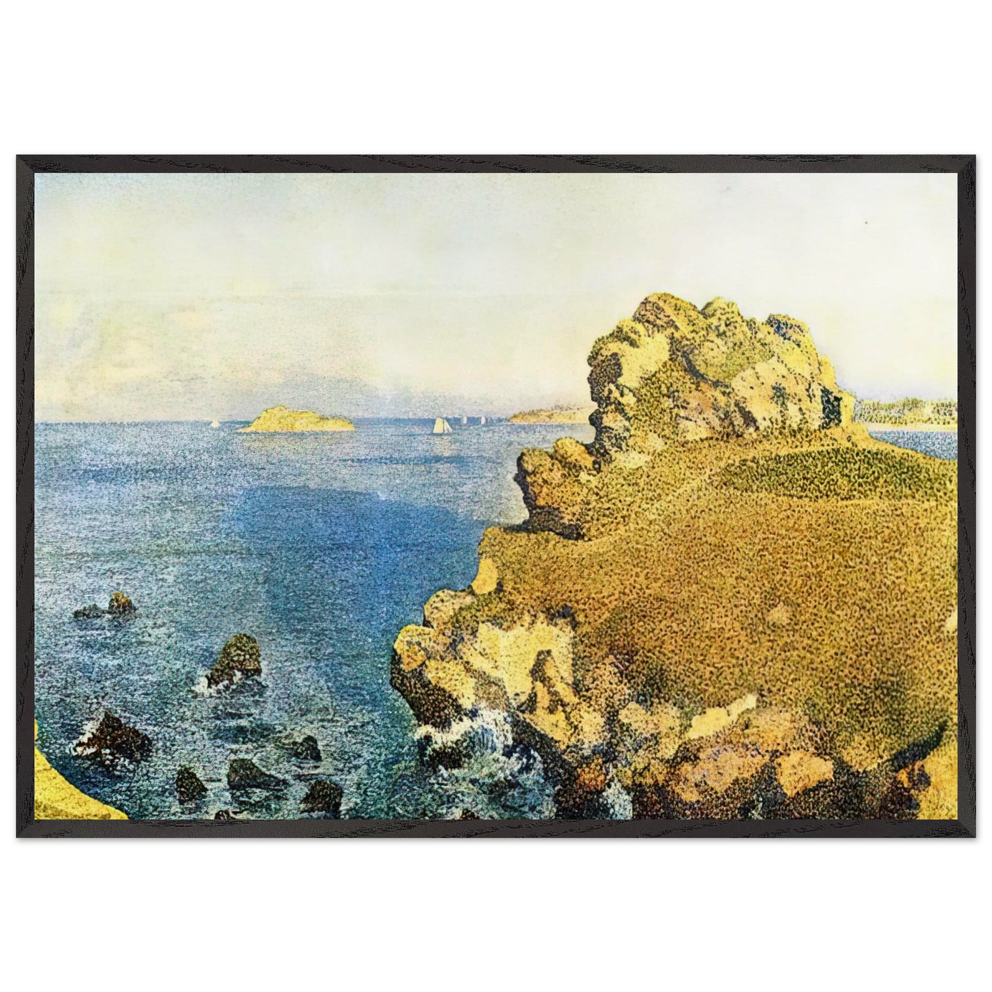 THE POINTE DE PER KIRIDEC AT ROSCOFF - Theo van Rysselberghe Framed Art Print – Black Wooden Frame - Default Title - -Framed Art Print