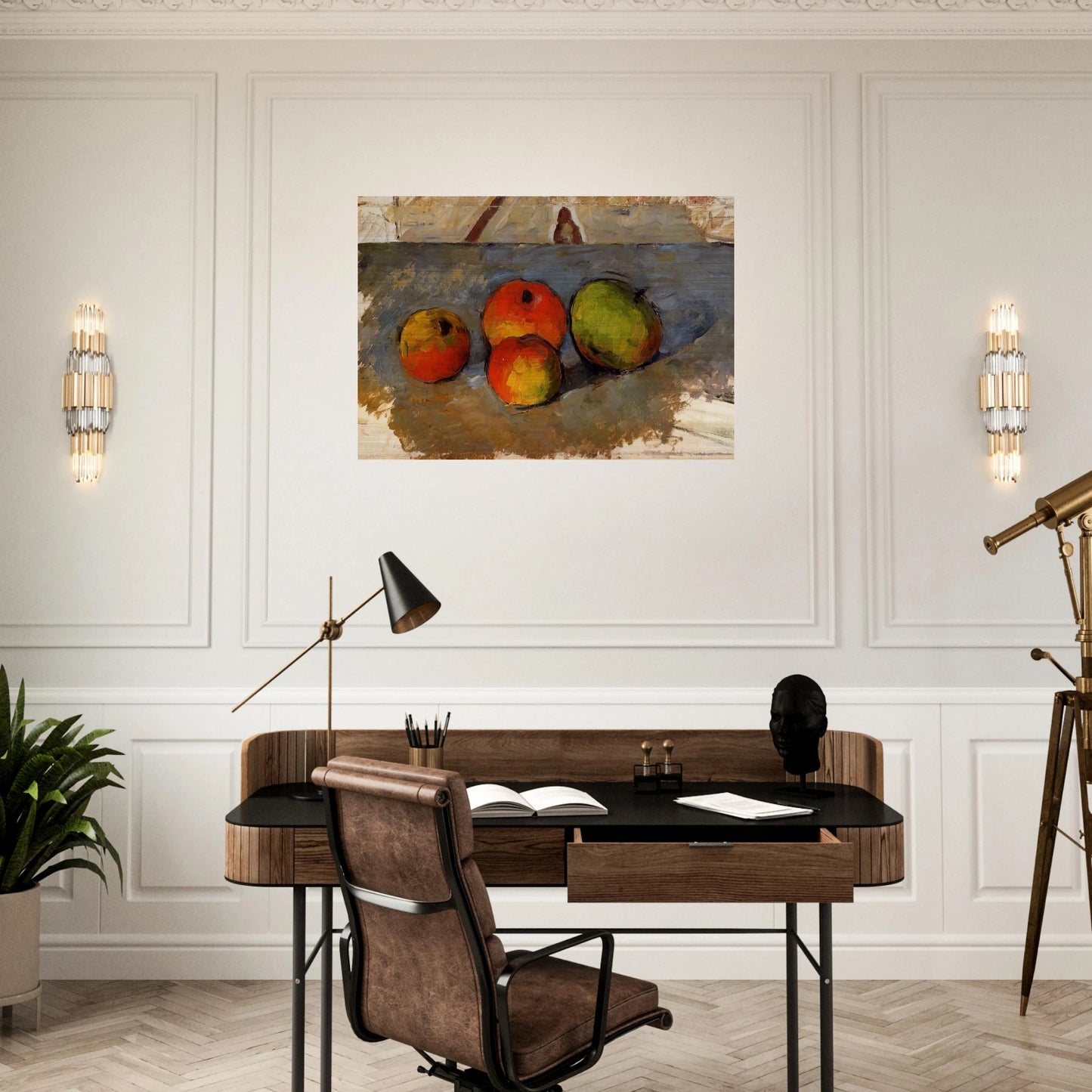 Four Apples - Paul Cézanne Brushed Aluminum Print - 70x100 cm / 28x40 inches | Paul Cézanne Aluminum Print | Paul Cézanne Prints