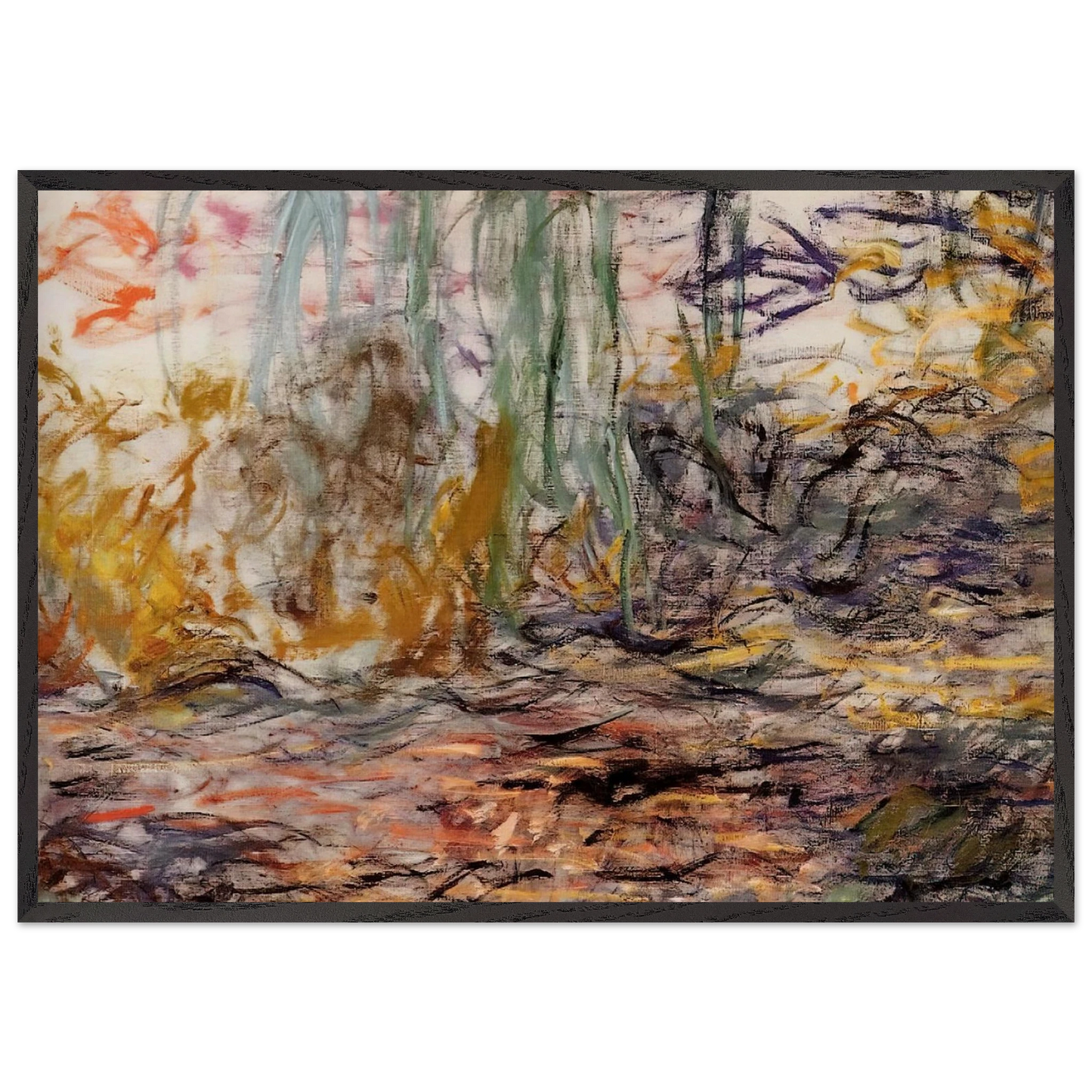 Water Lilies left half - claude monet Framed Art Print – Black Wooden Frame - Default Title - -Framed Art Print