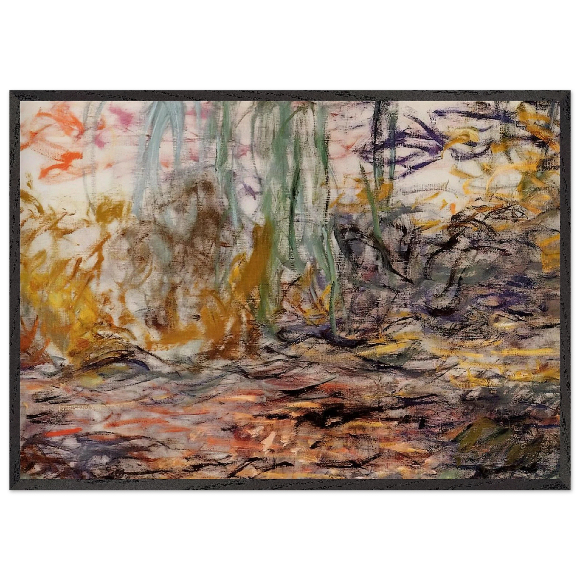 Water Lilies left half - claude monet Framed Art Print – Black Wooden Frame - Default Title - -Framed Art Print