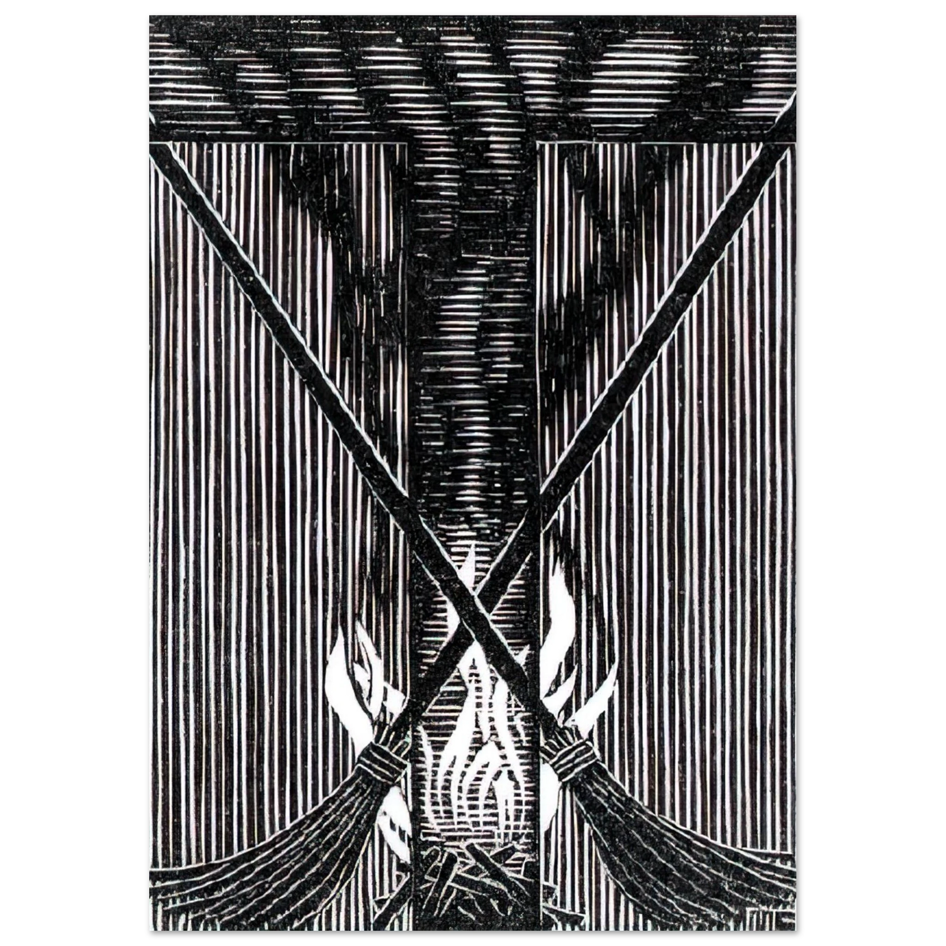 MC Escher - INITIAL T Wall Art - 60x80 cm / 24x32 inches - Premium Wooden Framed Poster With Fine Art Paper - Wood frame