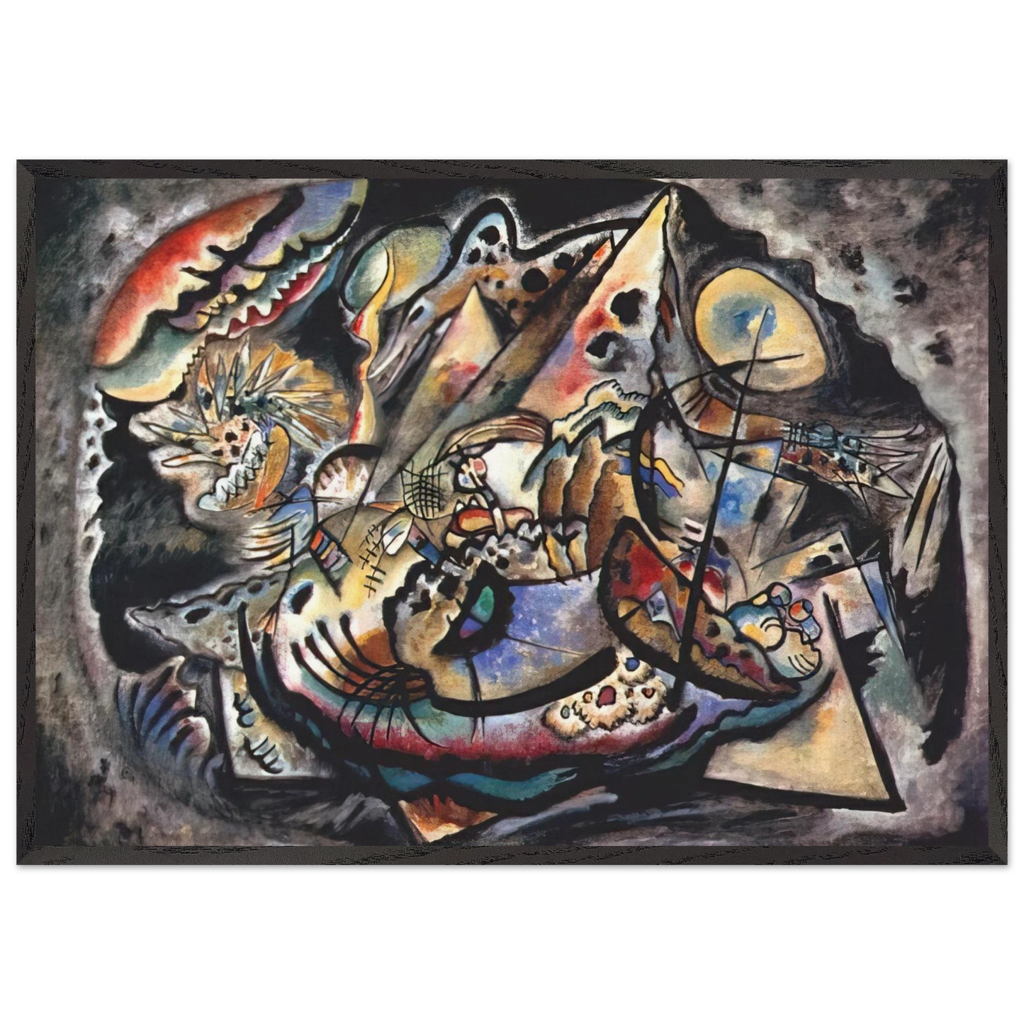 GREY OVAL 1917 - Wassily Kandinsky Framed Art Print – Black Wooden Frame - Default Title - -Framed Art Print