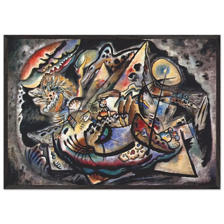 GREY OVAL 1917 - Wassily Kandinsky 70x100 cm / 28x40 inches Framed Art Print – Black Wooden Frame