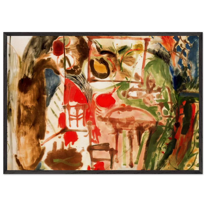 Interior - 1957 - Helen Frankenthaler 70x100 cm / 28x40 inches Framed Art Print – Black Wooden Frame
