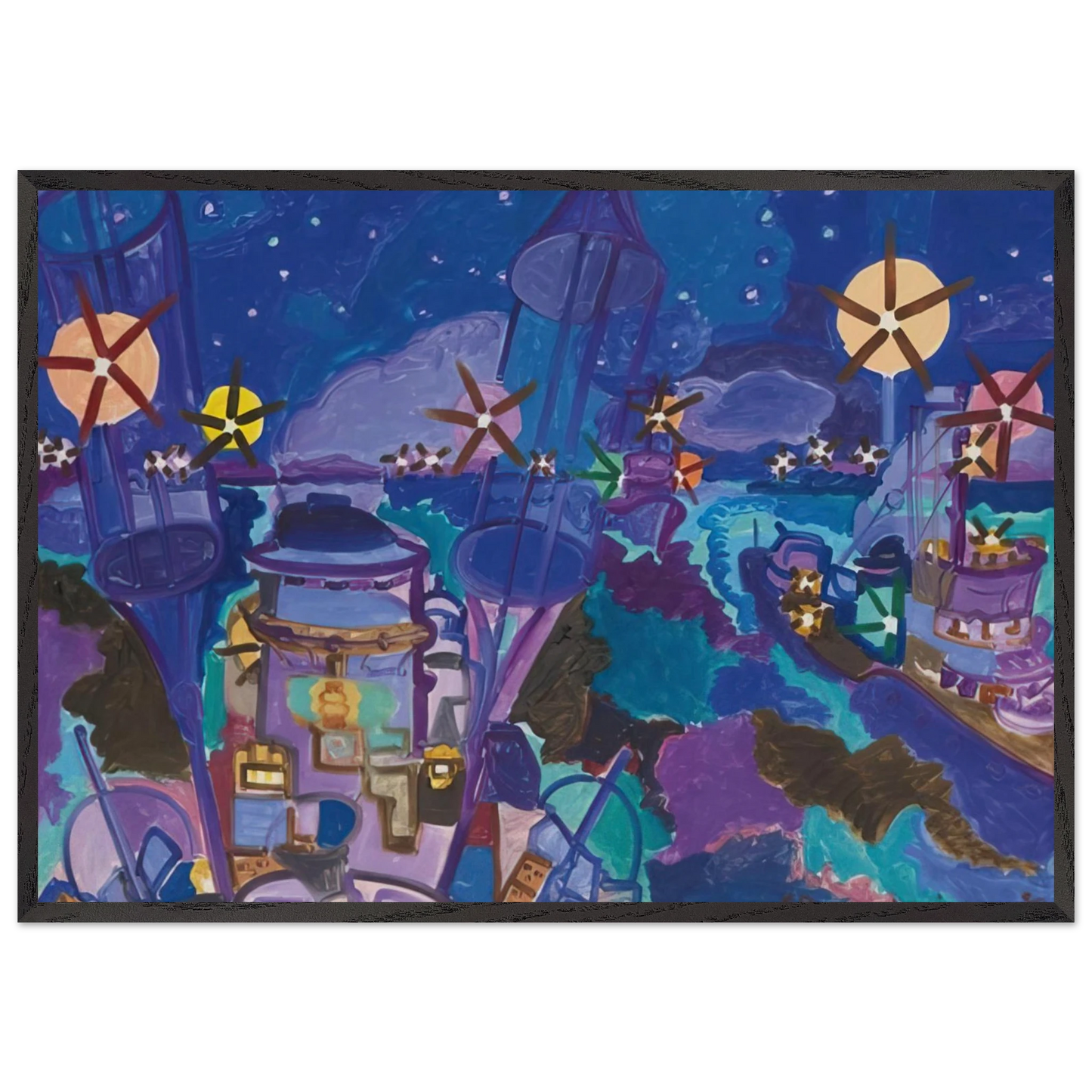 Manuvres de nuit - 1958 - Charles Lapicque Framed Art Print – Black Wooden Frame - Default Title - -Framed Art Print