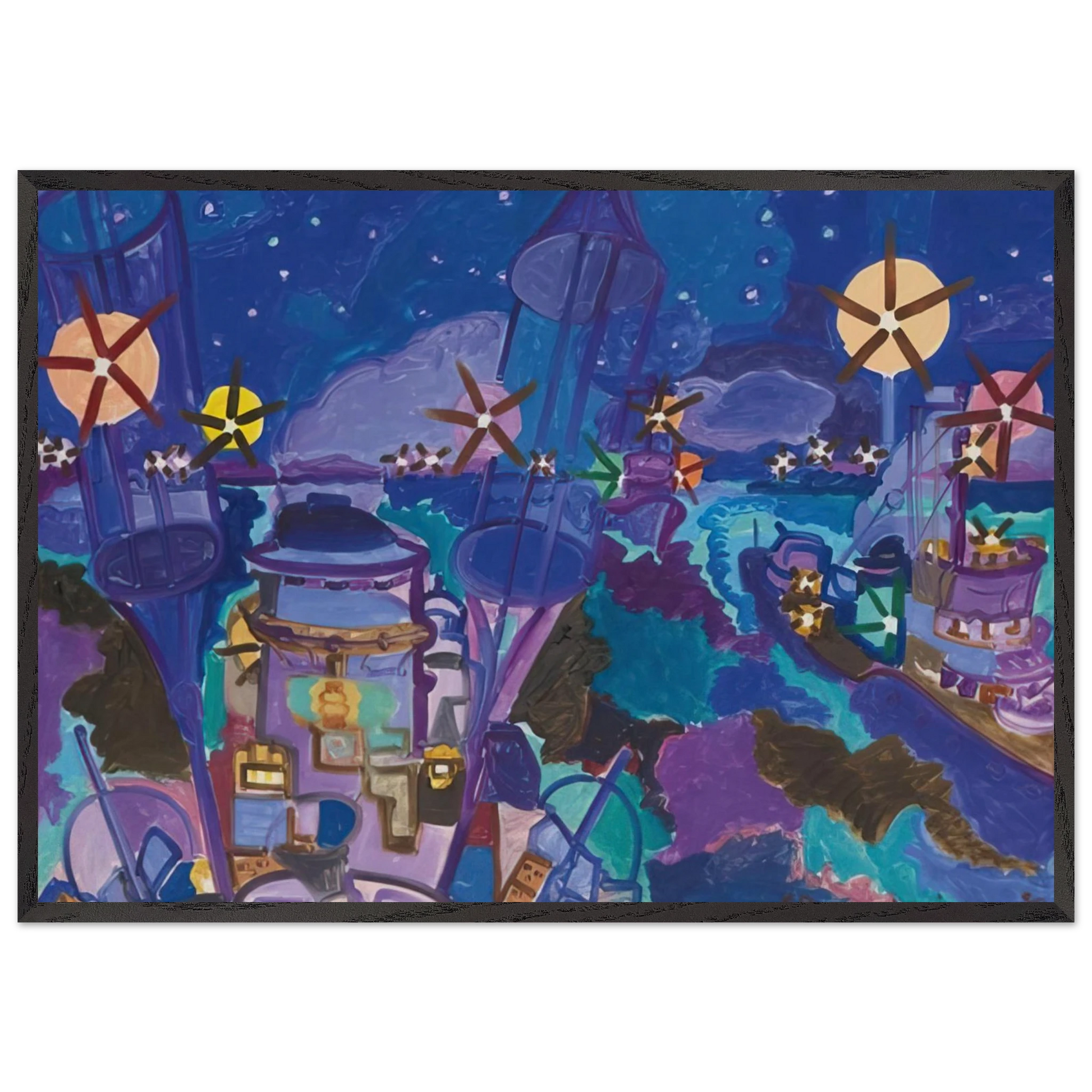 Manuvres de nuit - 1958 - Charles Lapicque Framed Art Print – Black Wooden Frame - Default Title - -Framed Art Print