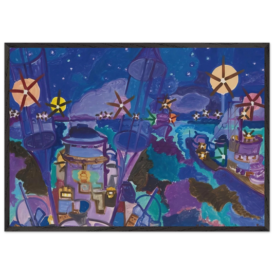 Manuvres de nuit - 1958 - Charles Lapicque Framed Art Print – Black Wooden Frame - Default Title - -Framed Art Print