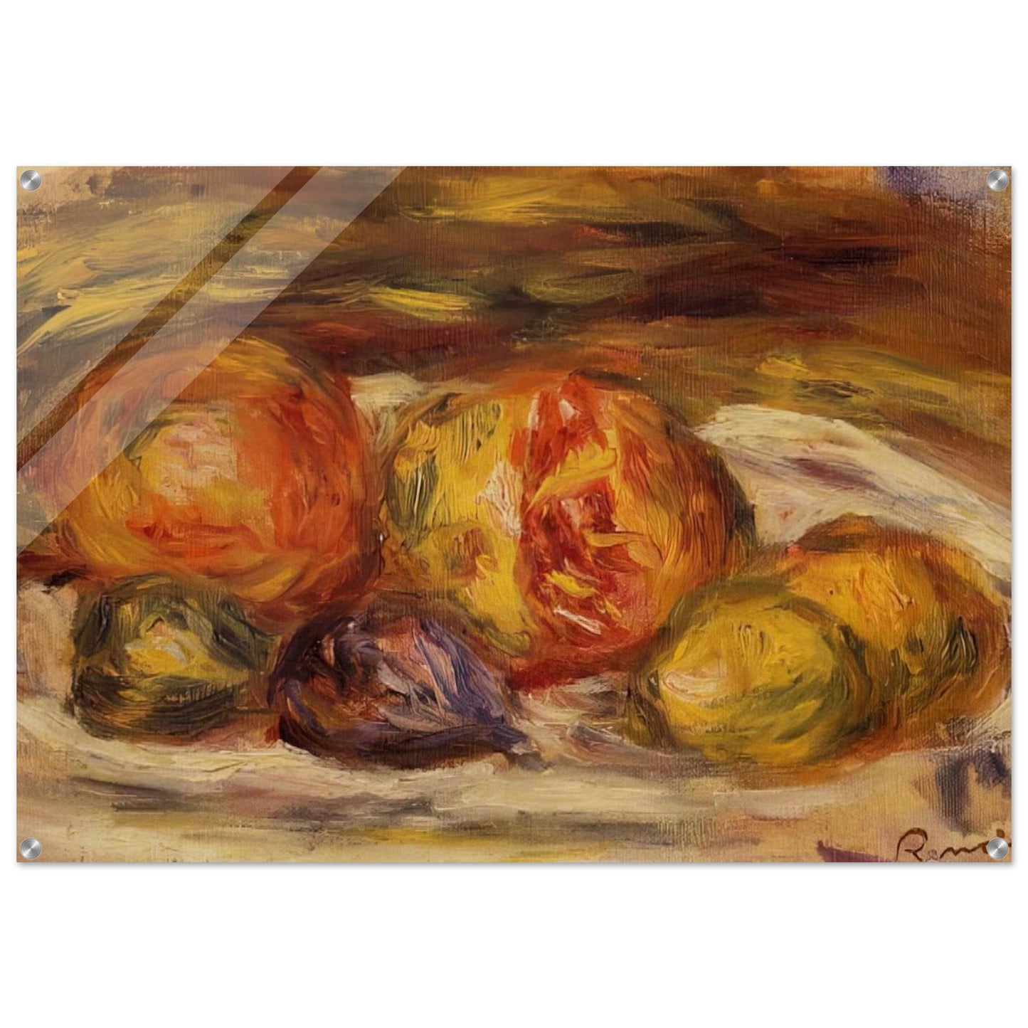 Still Life Pomegranate, Figs and Apples - Pierre-Auguste Renoir Acrylic Print - 70x100 cm / 28x40″ inches | Pierre-Auguste Renoir Wall Art | Pierre-Auguste Renoir Prints