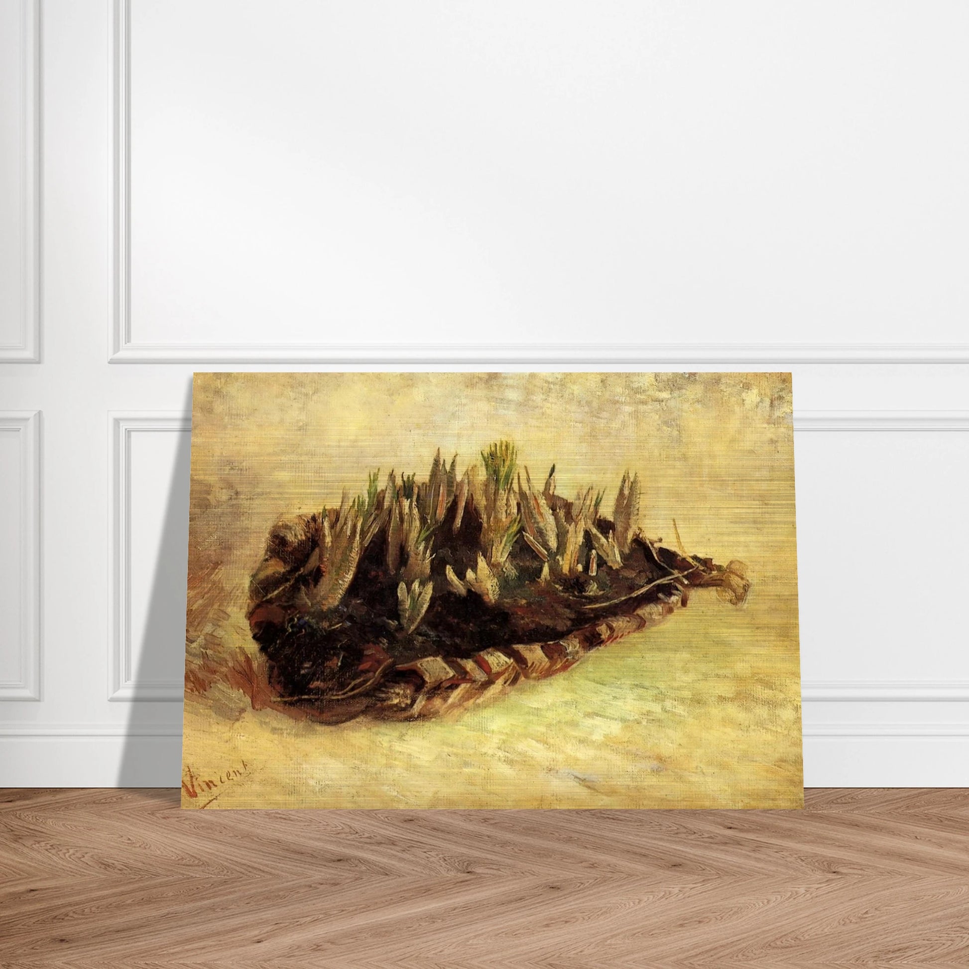 Still Life with a Basket of Crocuses - Vincent van Gogh Brushed Aluminum Print - 70x100 cm / 28x40 inches | Vincent van Gogh Aluminum Print | Vincent van Gogh Prints