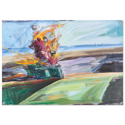 Untitled Car Crash - 1987 - Carlos Almaraz Acrylic Print - 70x100 cm / 28x40″ inches