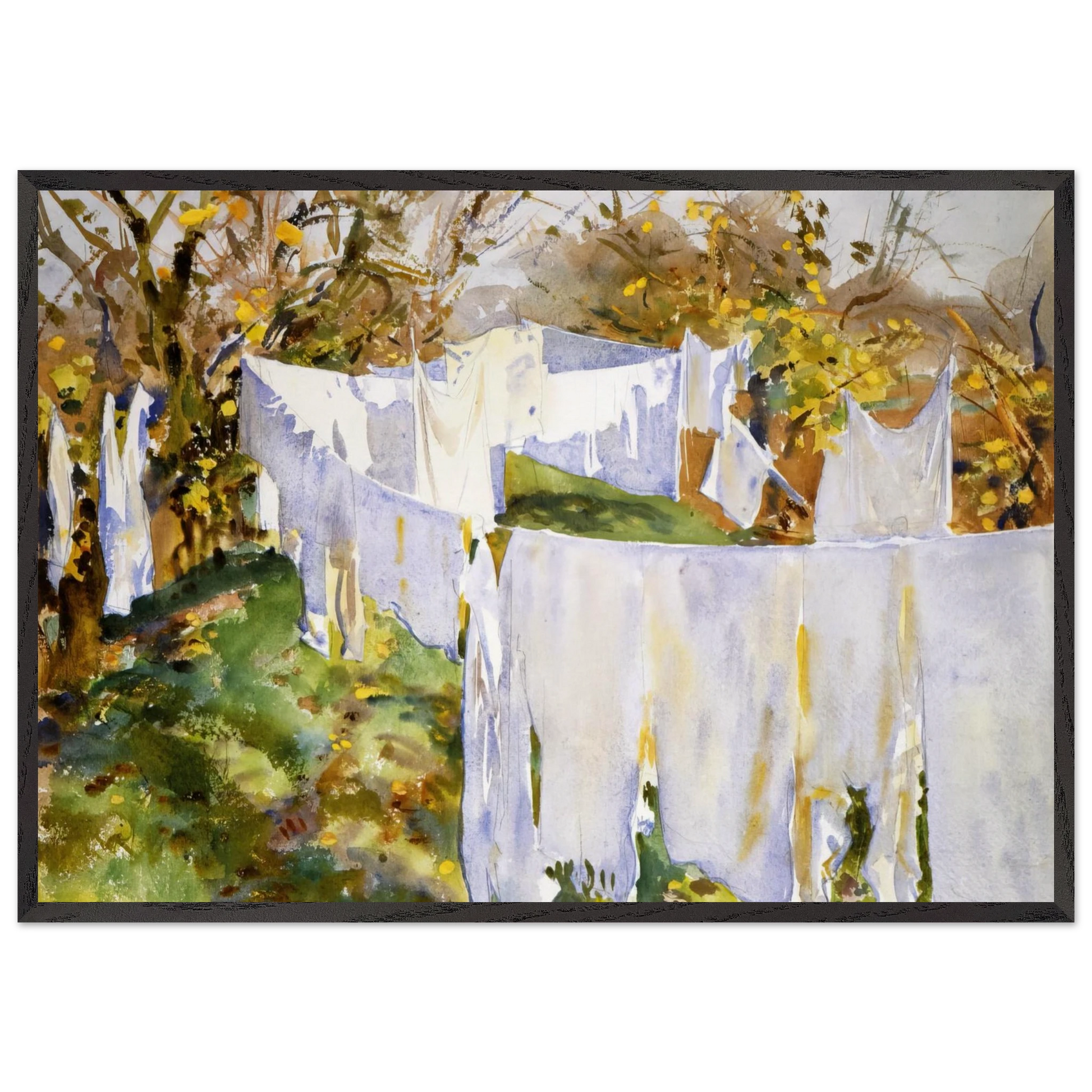 La Biancheria - John Singer Sargent 70x100 cm / 28x40 inches Framed Art Print – Black Wooden Frame