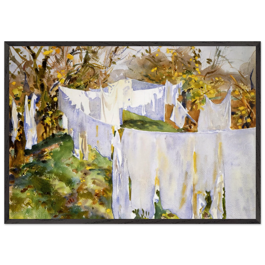 La Biancheria - John Singer Sargent 70x100 cm / 28x40 inches Framed Art Print – Black Wooden Frame