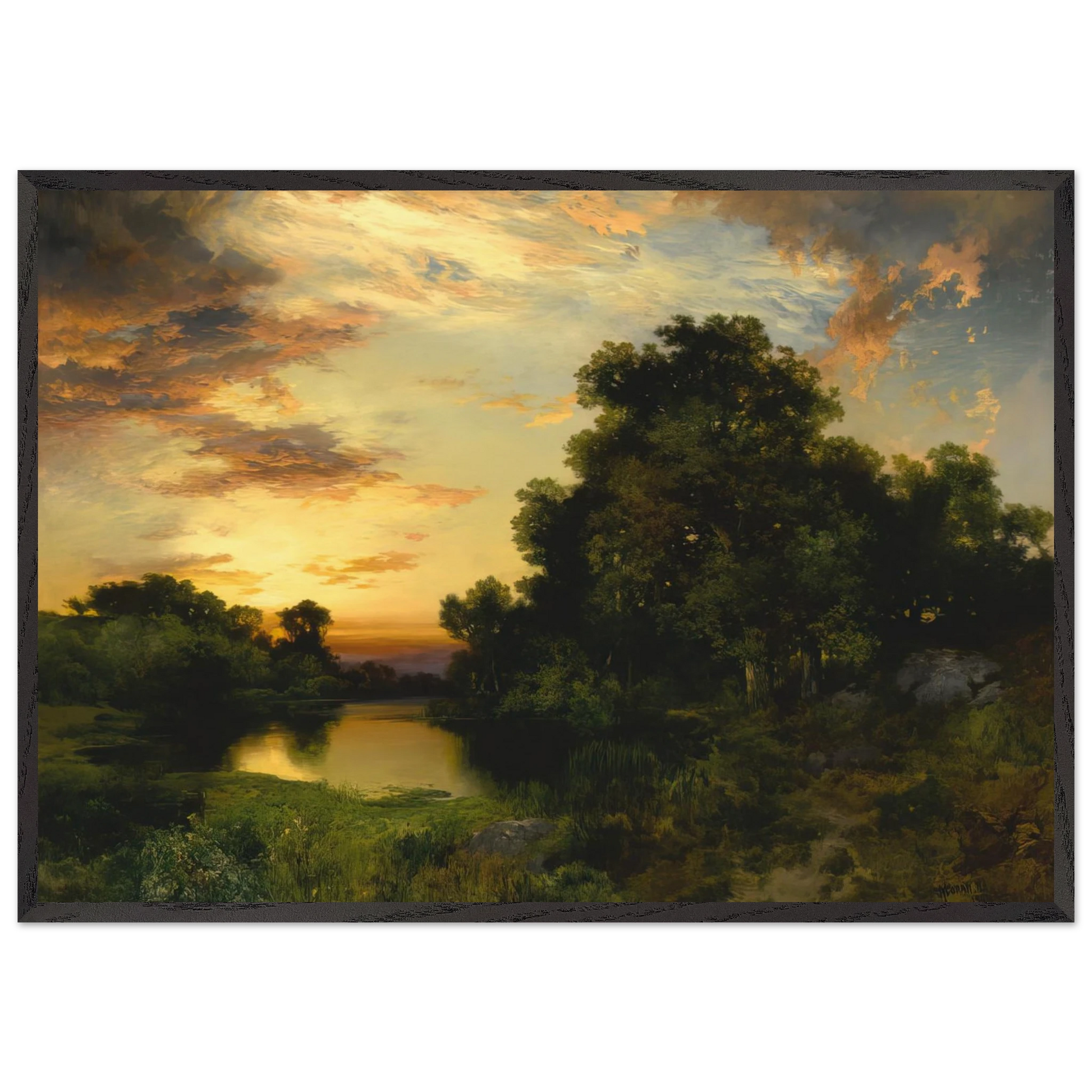 Sunset on Long Island - Thomas Moran Framed Art Print – Black Wooden Frame - Default Title - -Framed Art Print