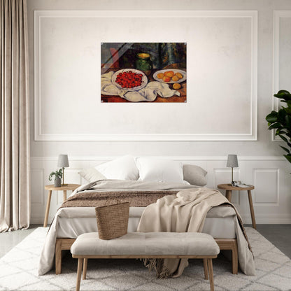 Still Life with a Plate of Cherries - Paul Cézanne Acrylic Print - 70x100 cm / 28x40″ inches | Paul Cézanne Wall Art | Paul Cézanne Prints