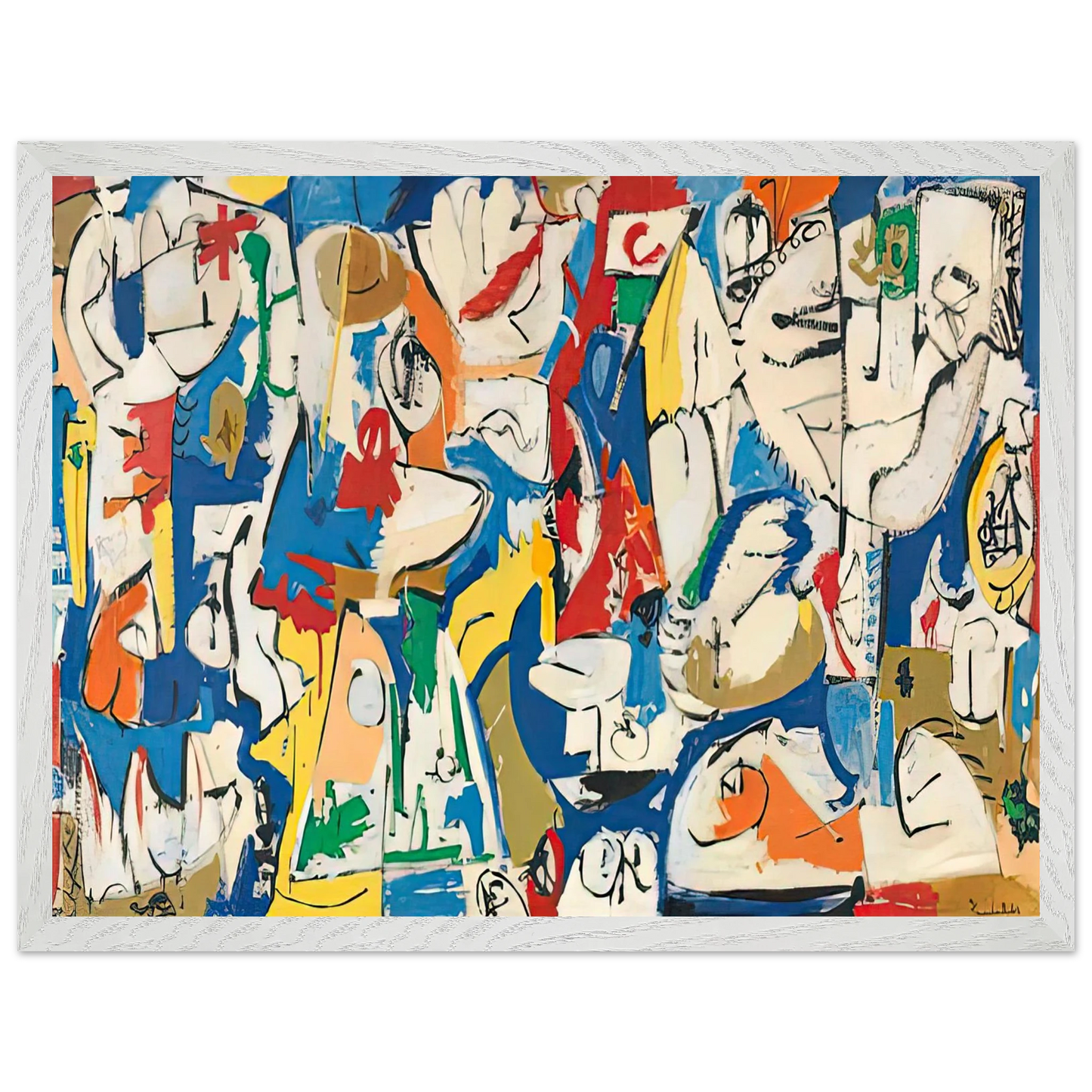 Helen Frankenthaler - The Jugglers, 1951- Wall Art - 30x40 cm / 12x16 inches - Premium Wooden Framed Poster With Fine Art Paper - White frame