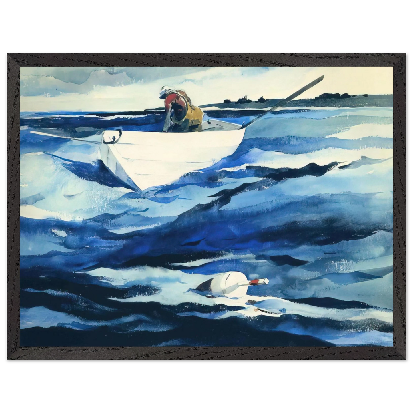 Andrew Wyeth - THE LOBSTERMAN Wall Art - 30x40 cm / 12x16 inches - Premium Wooden Framed Poster With Fine Art Paper - Black frame