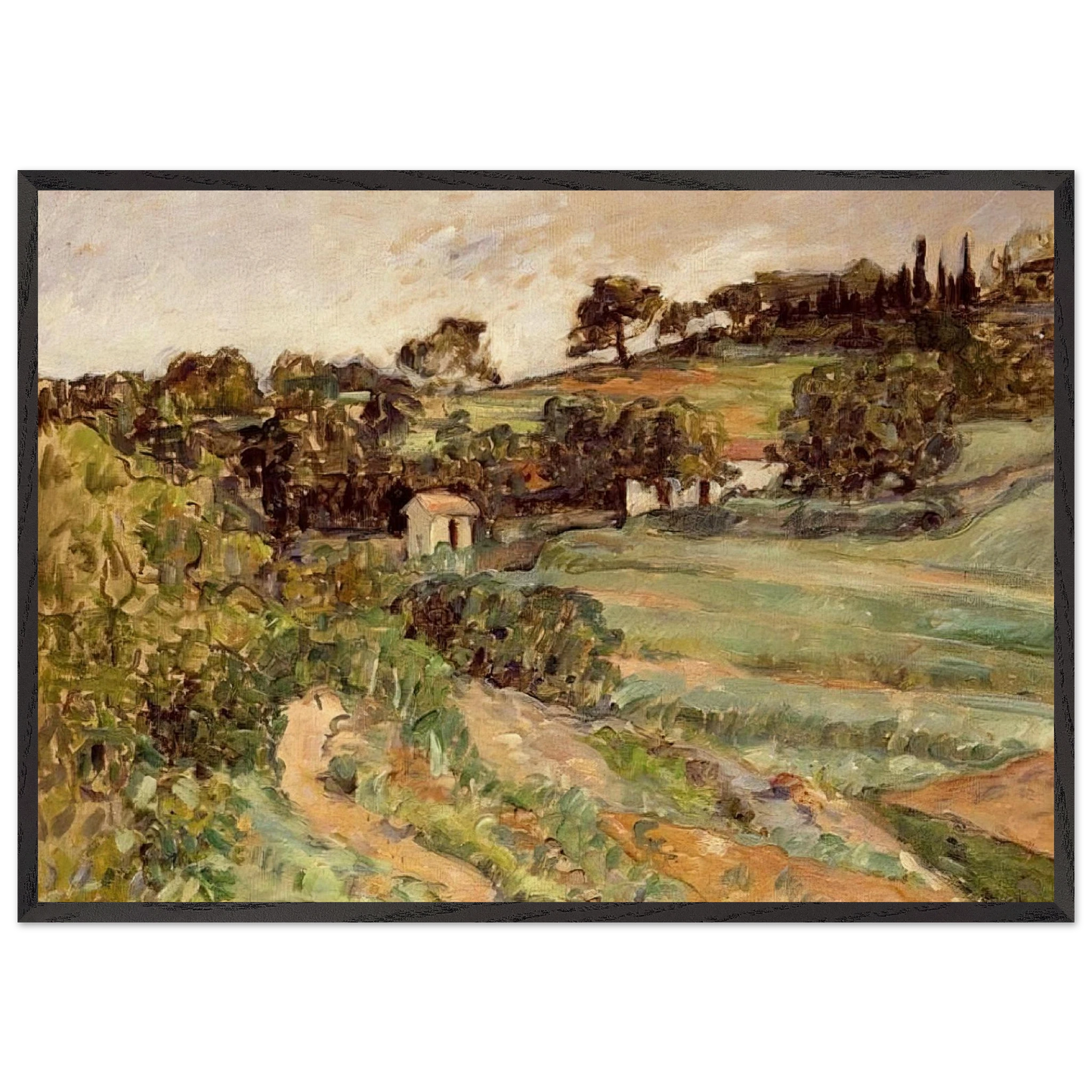 Landscape in Provence - Paul Cezanne 70x100 cm / 28x40 inches Framed Art Print – Black Wooden Frame