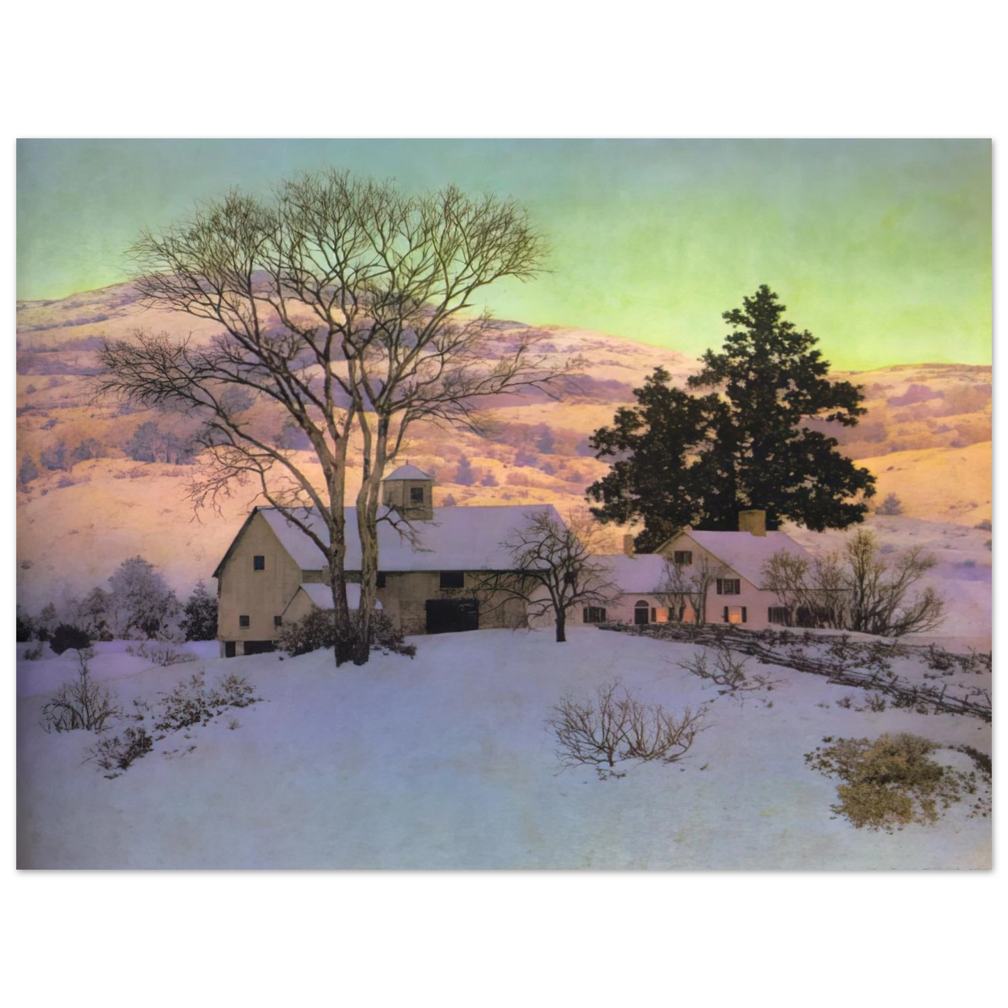 Maxfield Parrish - Afterglow Wall Art - 21x29.7 cm / 8x12" - Premium Wooden Framed Poster With Fine Art Paper - Black frame