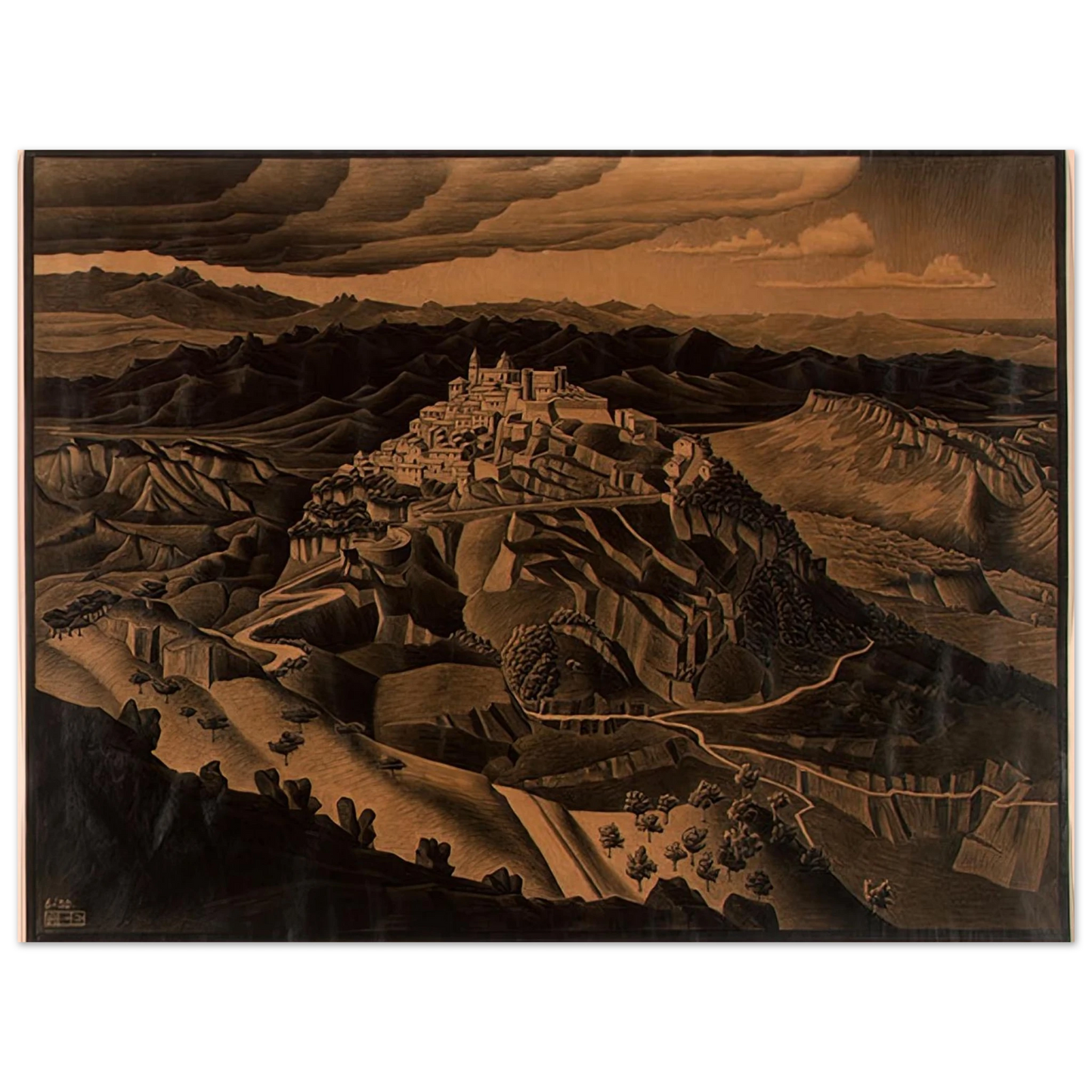 MC Escher - ITALIAN TOWN Wall Art - 21x29.7 cm / 8x12" - Fine Art Poster - -