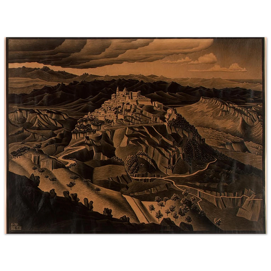 MC Escher - ITALIAN TOWN Wall Art - 21x29.7 cm / 8x12" - Fine Art Poster - -