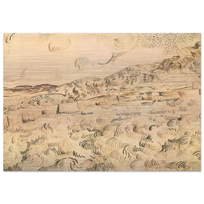 Mountain Landscape Seen across the Walls - Vincent van Gogh Brushed Aluminum Print - 70x100 cm / 28x40 inches | Vincent van Gogh Aluminum Print | Vincent van Gogh Prints